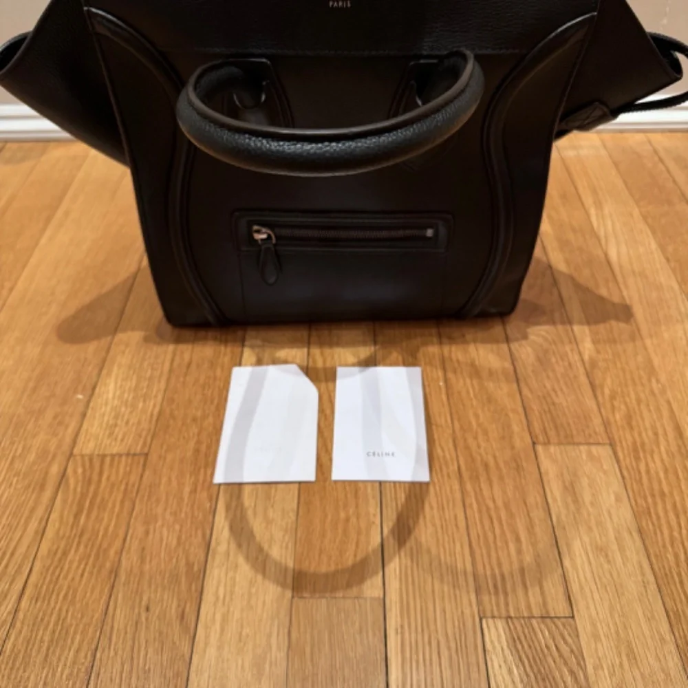 CELINE MINI LUGGAGE BAG - Drummed Calfskin Leather - Black - Picture 9 of 16